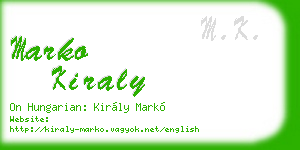 marko kiraly business card